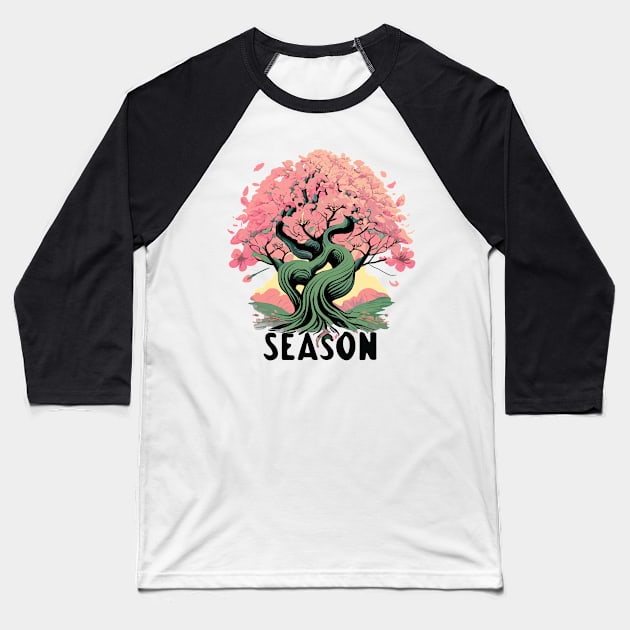 Sakura Season Baseball T-Shirt by nefuku